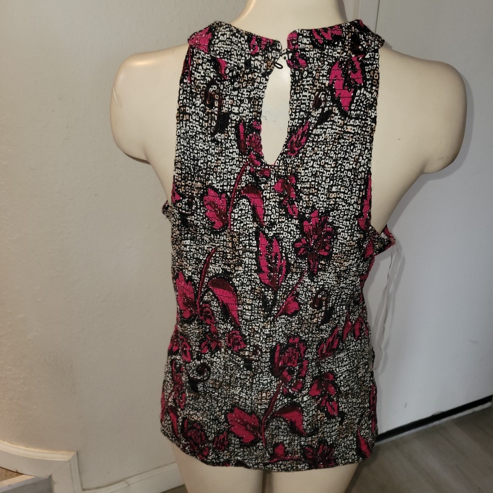 INC International Concepts Floral Print Smocked Tank Top Summer Beachy Momcore L - Picture 5 of 10